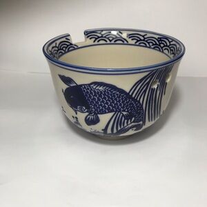 Blue and White Fish Design Bowl